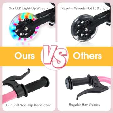 AODI Swing Scooter for Kids, 3 Wheels Foldable Wiggle Scooter Push Drifting with Adjustable & 2 Rear LED Wheels Kicks Scooter for Boys and Girls Ages 3-8