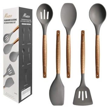 Quality Kitchen Utensils Set - Durable Silicone & Wood