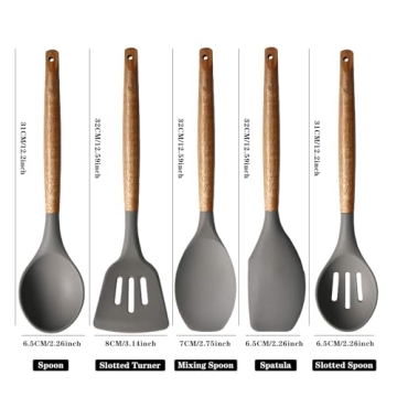 Quality Kitchen Utensils Set - Durable Silicone & Wood