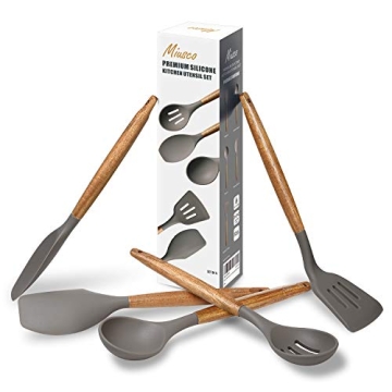 Quality Kitchen Utensils Set - Durable Silicone & Wood