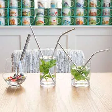 Youngever Reusable Stainless Steel Straws, with 2 Extra Wide Straws for Smoothie and Bubble Tea, to Go Bag, 20 Ounce and 30 Ounce Tumblers (Silver)