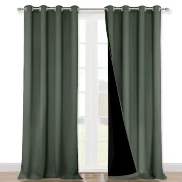 NICETOWN Dark Mallard 100% Blackout Curtains - Stylish & Heavy Duty Window Drapes