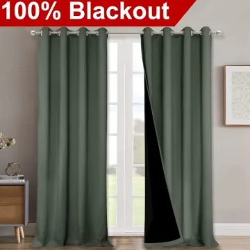 NICETOWN Dark Mallard Blackout Curtains for Total Darkness