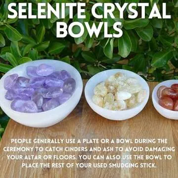 Selenite Crystal Bowls for Smudging, Healing, Recharging Crystals | Pure Selenite Smudge Bowl & Crystal Charging Station Ethically Sourced in Morocco (4 Inch (Pack of 1)