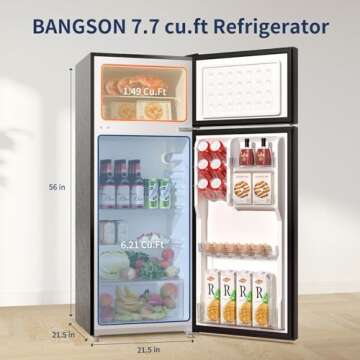BANGSON Compact 7.7 Cu.Ft Refrigerator with Freezer