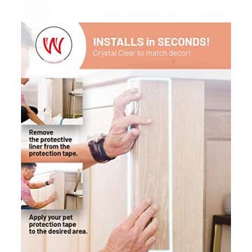 CLAWGUARD Protection Tape - Durable Single-Sided Shield Protection Barrier Against Cat, Dog, Bird, Rabbit Scratching and Clawing Furniture, Couch, Window Sill, Car Door, Glass and More! 4in x 10'