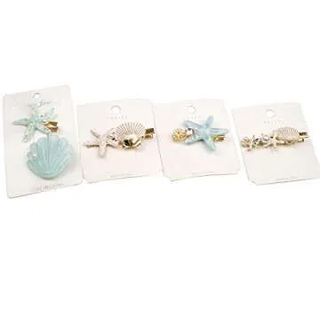 Shell Pearl Starfish Hair Clip Set for Women Girls, Princess Alligator Hair Clips, Ladies and Girls Headwear Styling Tools Hair Accessories