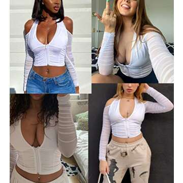 FAIMILORY Women's Low-Cut Neckline Summer Crop Top T Shirt