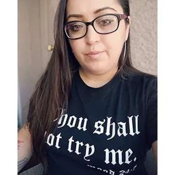 Dresswel Women Thou Shall Not Try Me Shirt Letter Print T-Shirt Funny Tee Tops Pocket Sweatshirt A-black
