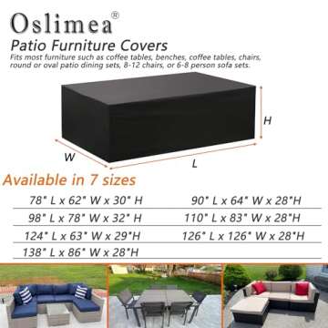 Oslimea Patio Furniture Cover Waterproof Outdoor Sectional Sofa Set Covers Heavy Duty Outdoor Rectan...
