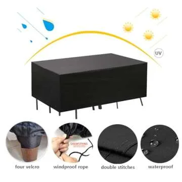 Oslimea Patio Furniture Cover Waterproof Outdoor Sectional Sofa Set Covers Heavy Duty Outdoor Rectangle Table and Chair Set Covers, Dust Proof Furniture Protective Cover Large 124" L x 63" W x 29" H