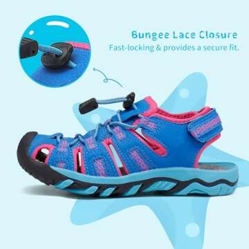 DREAM PAIRS Boys Girls Summer Outdoor Athletic Sport Sandals Walking Hiking Hook and Loop Adjustable...