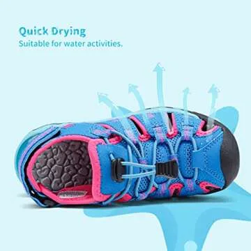 DREAM PAIRS Boys Girls Summer Outdoor Athletic Sport Sandals Walking Hiking Hook and Loop Adjustable Multicolor for Toddler/Little/Big Kids,Size 10 Toddler,Navy/Fuchsia/Mint,160912-K