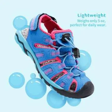 DREAM PAIRS Boys Girls Summer Outdoor Athletic Sport Sandals Walking Hiking Hook and Loop Adjustable Multicolor for Toddler/Little/Big Kids,Size 10 Toddler,Navy/Fuchsia/Mint,160912-K