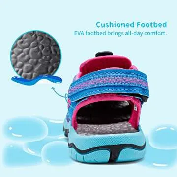 DREAM PAIRS Boys Girls Summer Outdoor Athletic Sport Sandals Walking Hiking Hook and Loop Adjustable Multicolor for Toddler/Little/Big Kids,Size 10 Toddler,Navy/Fuchsia/Mint,160912-K