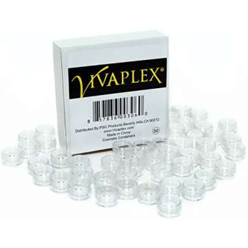 Vivaplex, 50, Clear, Empty, 5 Gram Plastic Pot Jars, Cosmetic Containers.
