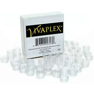 Vivaplex, 50, Clear, Empty, 5 Gram Plastic Pot Jars, Cosmetic Containers.