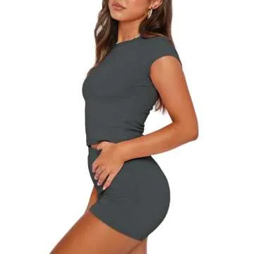 SAMPEEL Workout Sets for Women Slim Fit Pilates 2 Piece Summer Outfits Grey S