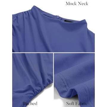 MIROL Women's Sleeveless Bodycon Maxi Dress 2024 Mock Neck Ruched Side Slit Long Tank Dress Blue