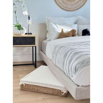 KOUBOO Wicker Under Bed Basket - Elegant Storage Solution with Liner and Cover