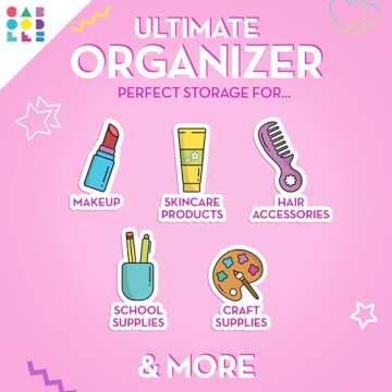 Caboodles Twilight Disco - On-the-go Girl Costmetic Organizer Make-up & Accessory Carry Case, Pink Sparkle