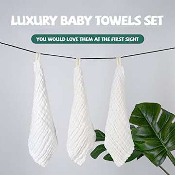 VIVANA Baby Muslin Washcloths -6 Layer Soft Absorbent Face Towel - Natural Newborn Wipes for Delicat...