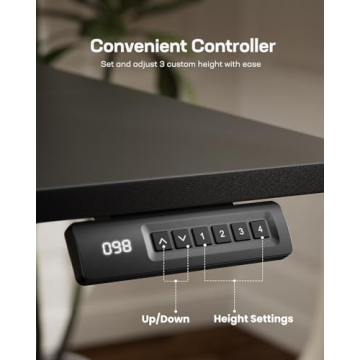 Marsail Standing Home Office Desks,Adjustable Heights Stand Up Desks,48x24 Inches Desktop Sit Stand Gaming Computer Desks for Study,Working,Writing,With 4 Memory Presets,Headphone Hook,Cable Organizer