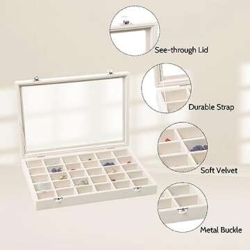 Stratalife Jewelry Organizer Stackable Earring Organizer Tray with Lid Jewelry Storage Tray for Earr...