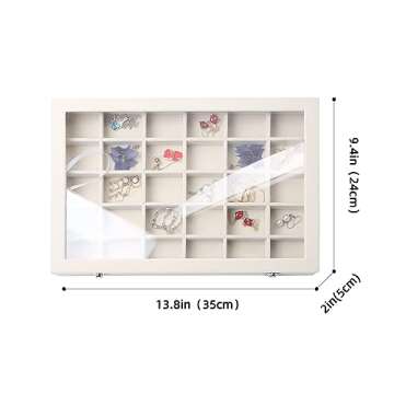 Stratalife Jewelry Organizer Stackable Earring Organizer Tray with Lid Jewelry Storage Tray for Earring Necklace Drawer Display Idea for Mom from Daughter (30 Grids)