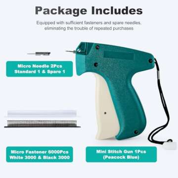 Stitch Gun for Clothes Kit, Include 1 Handheld Mini Stitch Gun, 6000 Pcs Micro Fasteners, 2 Micro Needles, Suitable for Quick Stitch Sewing Clothes, Quick Clothing Fixer, Micro Tagging Gun