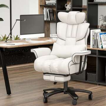 HomeZeer Big and Tall Reclining Office Chair 400LBS - Ergonomic Design with Footrest, Wide Seat, and...