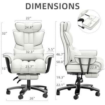 HomeZeer Big and Tall Reclining Office Chair for Professionals