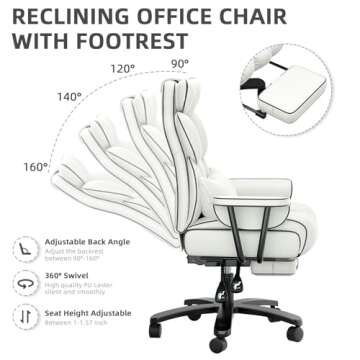 HomeZeer Big and Tall Reclining Office Chair for Professionals