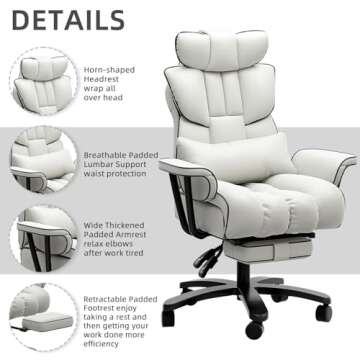HomeZeer Big and Tall Reclining Office Chair for Professionals