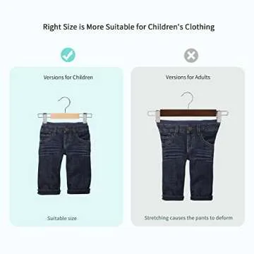 Nature Smile 20 Pack 10.2 Inches Unfinished/Natural Kids Baby Toddler Infant Children Solid Wooden Pants Skirts Hangers Wood Trousers Bottom Hangers with 2-Adjustable Clips 360° Stronger Swivel Hook