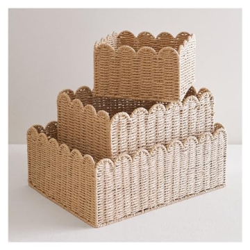 Handwoven Scalloped Storage Baskets - Stylish Organizers