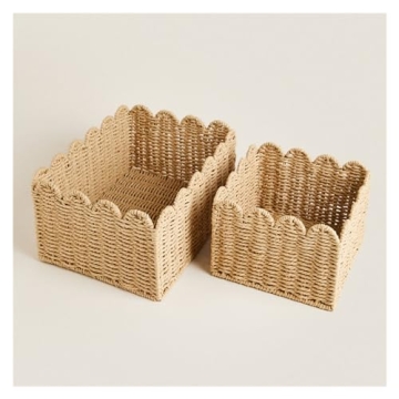 Handwoven Scalloped Storage Baskets - Stylish Organizers