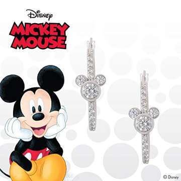 Disney Mickey Mouse Sterling Silver Hoop Earrings for Women