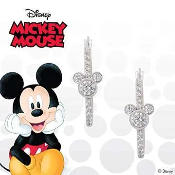 Disney Mickey Mouse Sterling Silver Hoop Earrings for Women