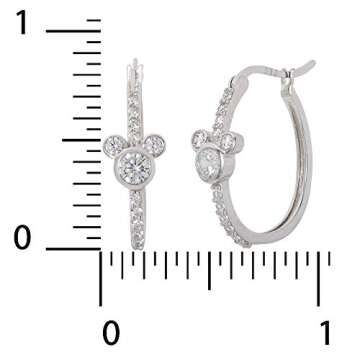 Disney Mickey Mouse Sterling Silver Hoop Earrings for Women