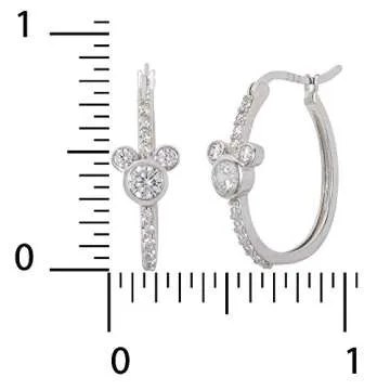 Disney Mickey Mouse Sterling Silver Hoop Earrings for Women