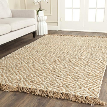 SAFAVIEH Natural Fiber Collection Area Rug - 5' x 8', Natural & Ivory, Handmade Diamond Trellis Frin...
