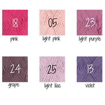 Cotton Blend Yarn for Knitting and Crocheting, 3 or Light Worsted, DK Weight, Drops Cotton Light, 1.8 oz 115 Yards per Ball (18 Pink)