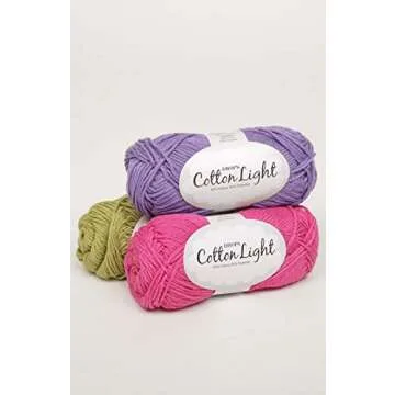 Cotton Blend Yarn for Knitting and Crocheting, 3 or Light Worsted, DK Weight, Drops Cotton Light, 1.8 oz 115 Yards per Ball (18 Pink)