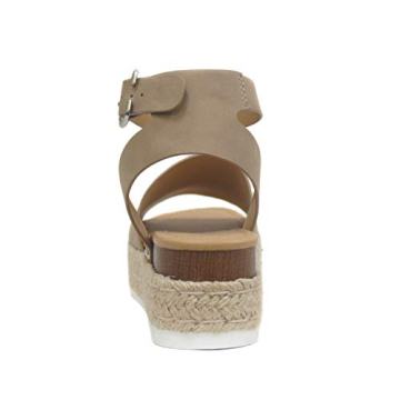 Soda Topic Open Toe Buckle Ankle Strap Espadrilles Flatform Wedge Casual Sandal (Dark Natural, us_footwear_size_system, adult, numeric, medium, 7)