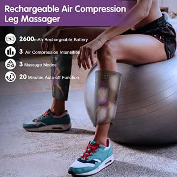 QUINEAR Rechargeable Leg Massager for Circulation and Pain Relief, Cordless Air Leg Compression Mass...