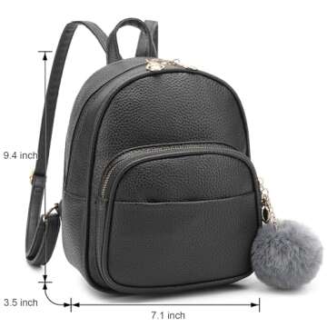 Mini Backpack for Women Girls Leather Backpacks Casual Small Daypack Shoulder Bag with Pockets