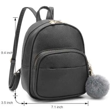 Mini Backpack for Women Girls Leather Backpacks Casual Small Daypack Shoulder Bag with Pockets