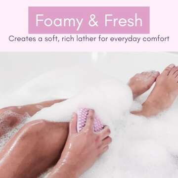 Avilana Silicone Exfoliating Body Scrubber – Dual-Sided Silicone Loofah for Shower, Body Scrubber for Men & Women, Gentle Loofa Alternative, Easy-to-Clean Silicone Body Scrubber(Pink with Silver)