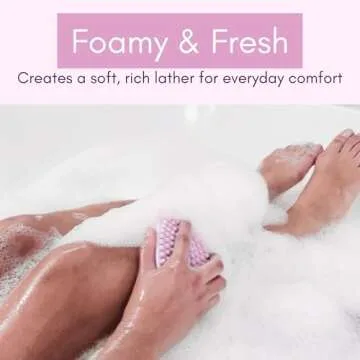 Avilana Silicone Exfoliating Body Scrubber – Dual-Sided Silicone Loofah for Shower, Body Scrubber for Men & Women, Gentle Loofa Alternative, Easy-to-Clean Silicone Body Scrubber(Pink with Silver)